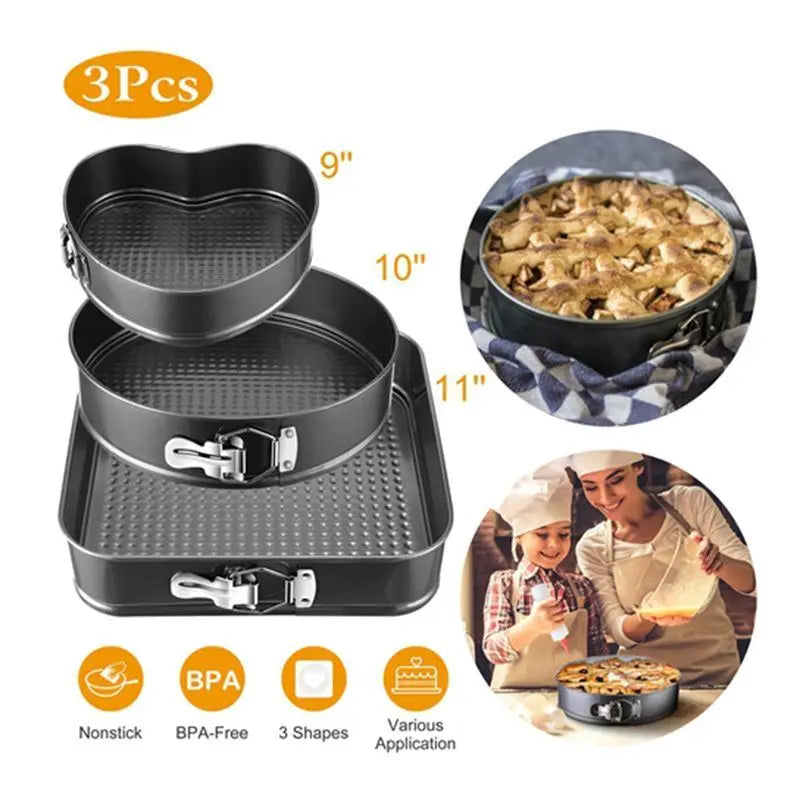 Removable Bottom 3Pcs/Set Non-stick Springform Cake Pan Doba
