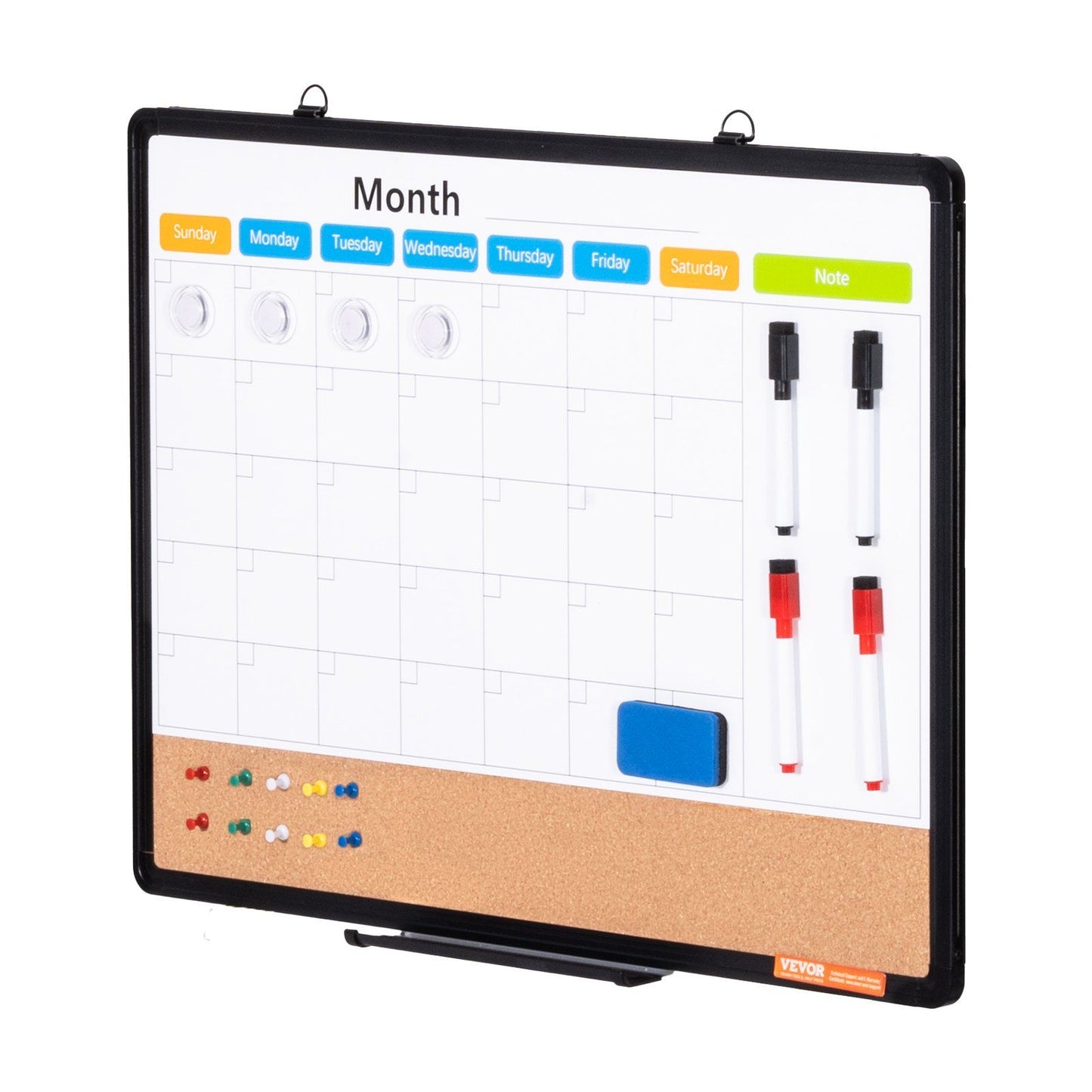 VEVOR 24"x18" Monthly Calendar Whiteboard & Cork Board Combo with Aluminum Frame Doba