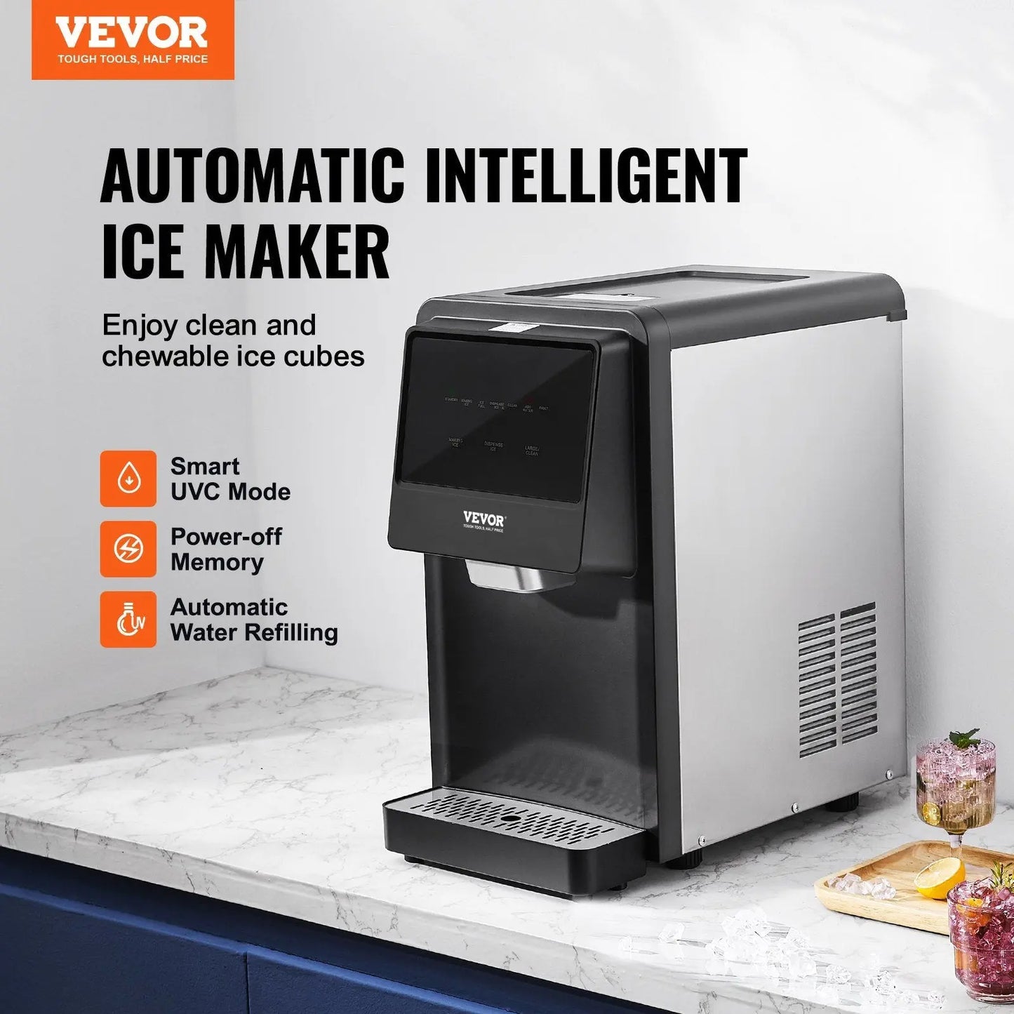VEVOR Countertop Ice Maker, 62lbs in 24Hrs VEVOR