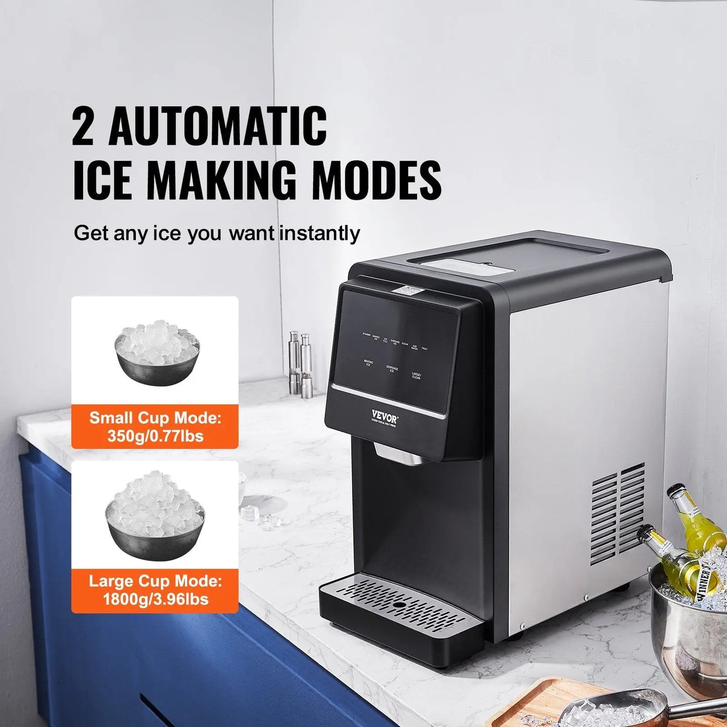 VEVOR Countertop Ice Maker, 62lbs in 24Hrs VEVOR