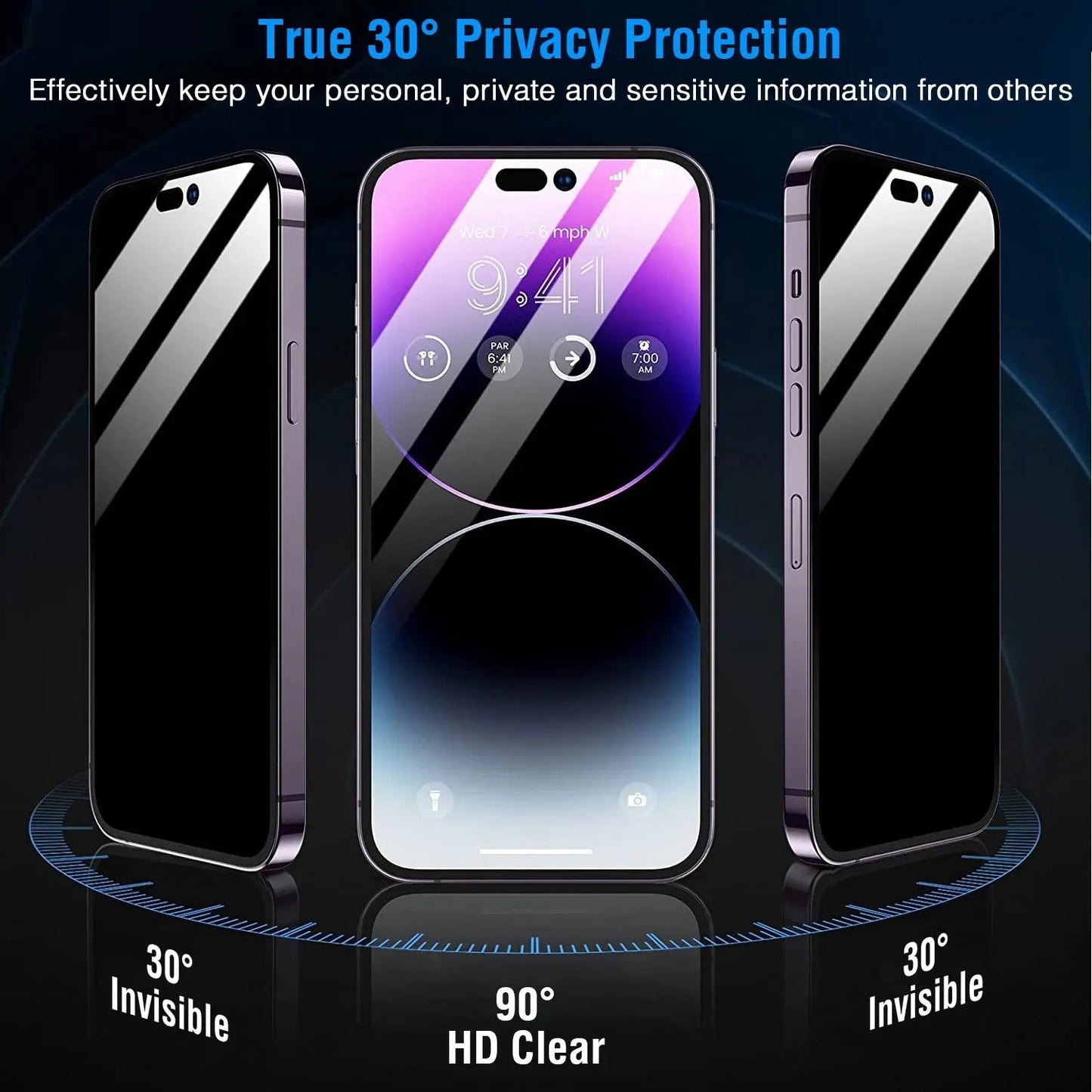 2Pcs Privacy Screen Protectors Tempered Glass Screen Film Full Coverage Screen Protector Eggracks by Global Phoenix