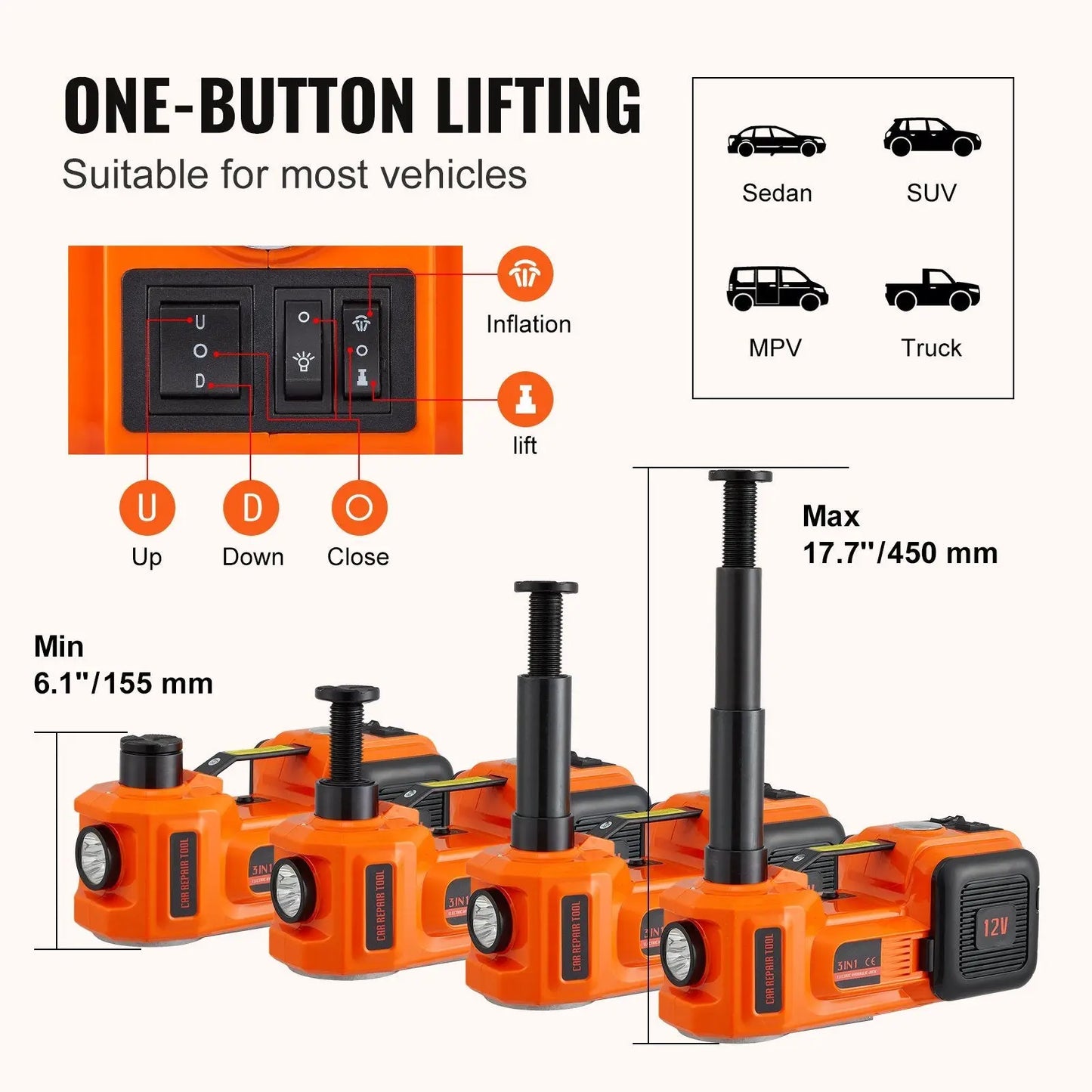 VEVOR Electric Hydraulic Jack with Electric Impact Wrench VEVOR