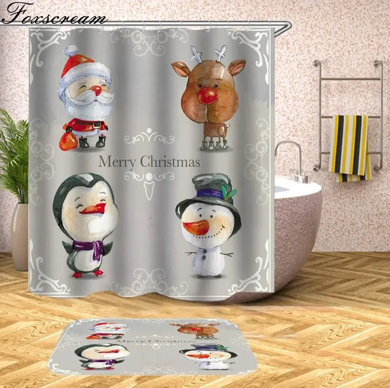 Christmas Shower Curtains Decor My Store