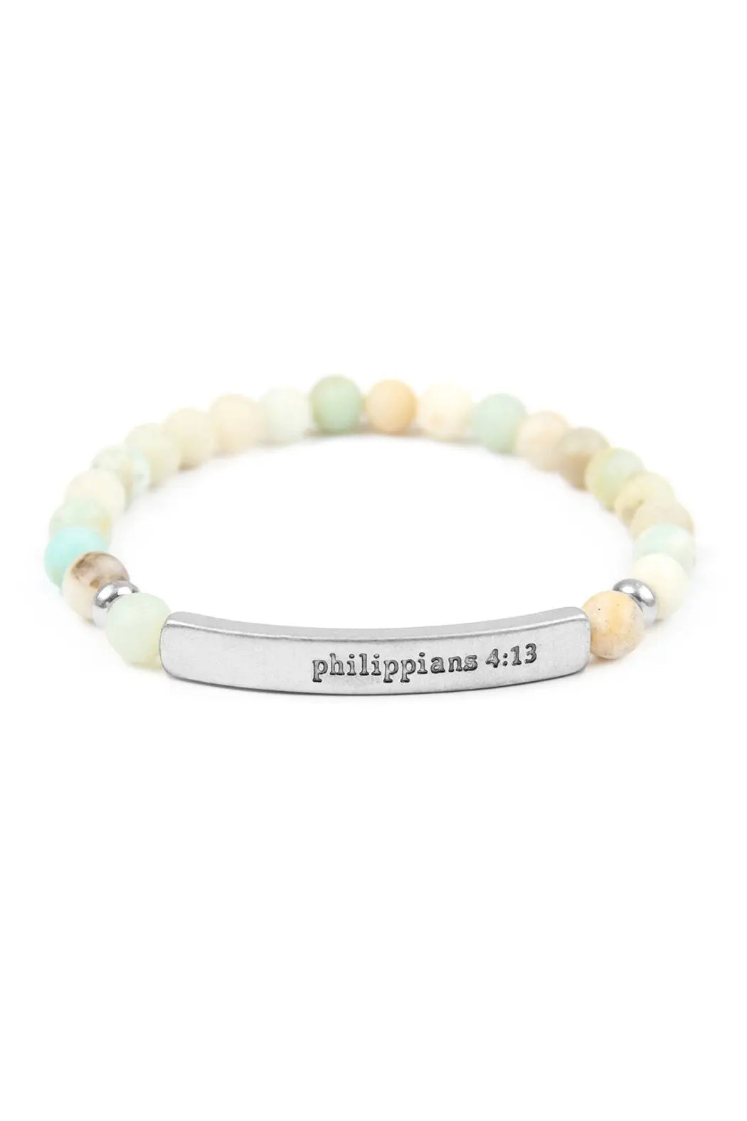 "Philippians 4:13" Natural Stone Stretch Bracelet Riah Fashion