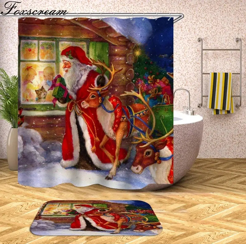 Christmas Shower Curtains Decor My Store