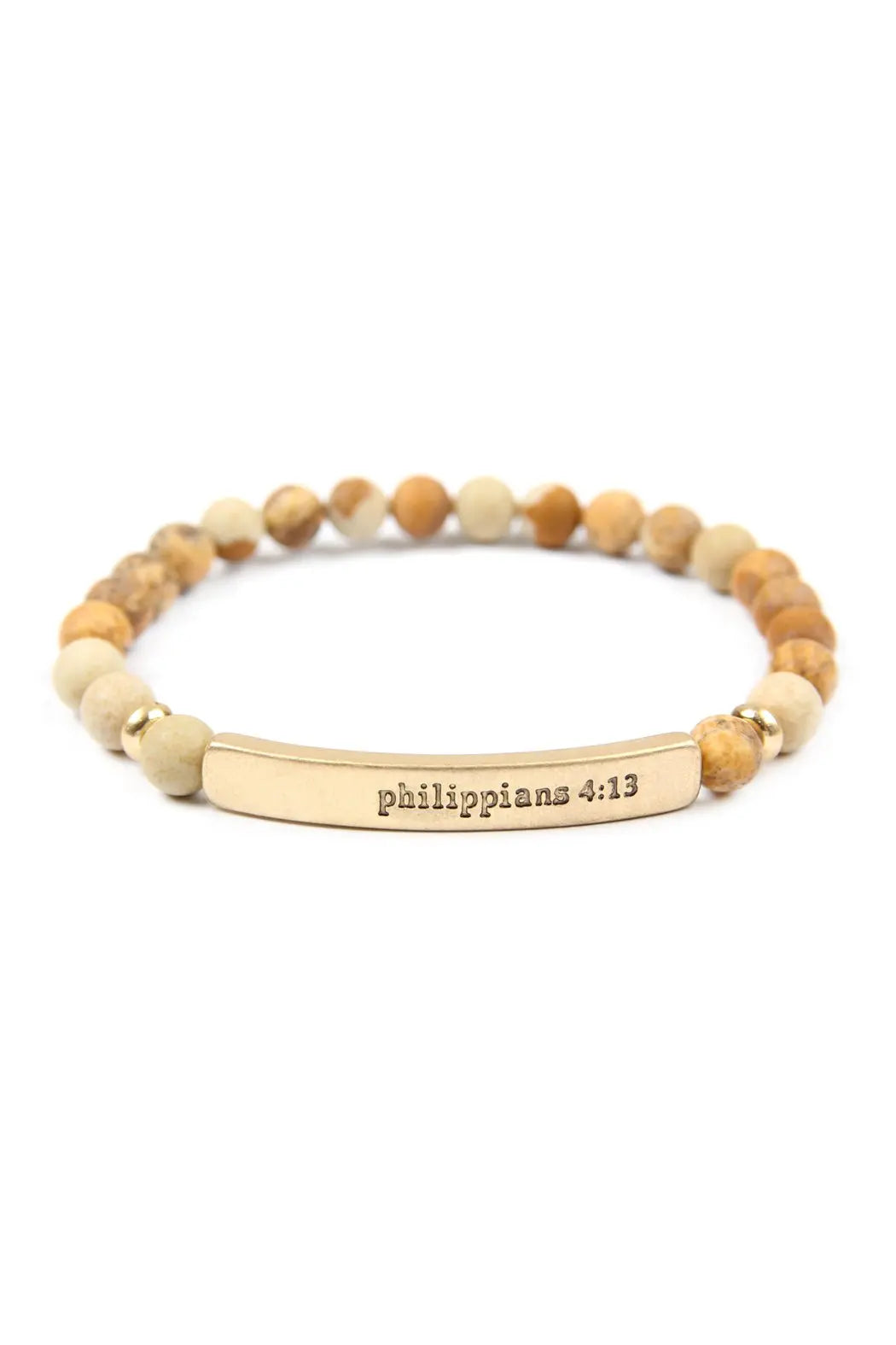 "Philippians 4:13" Natural Stone Stretch Bracelet Riah Fashion