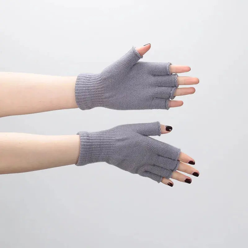 Short Half Finger Fingerless Knit Wrist Gloves My Store