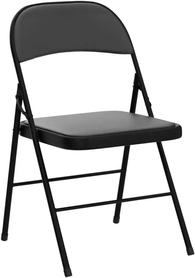 VINGLI Folding Chairs with Padded Seats, Metal Frame with PO Leather Seat & Back, Capacity 350 lbs., Black, Set of 10 My Store