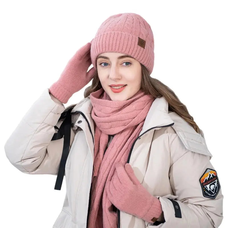 Winter Beanie Hat Scarf Gloves Set for Women and Men My Store