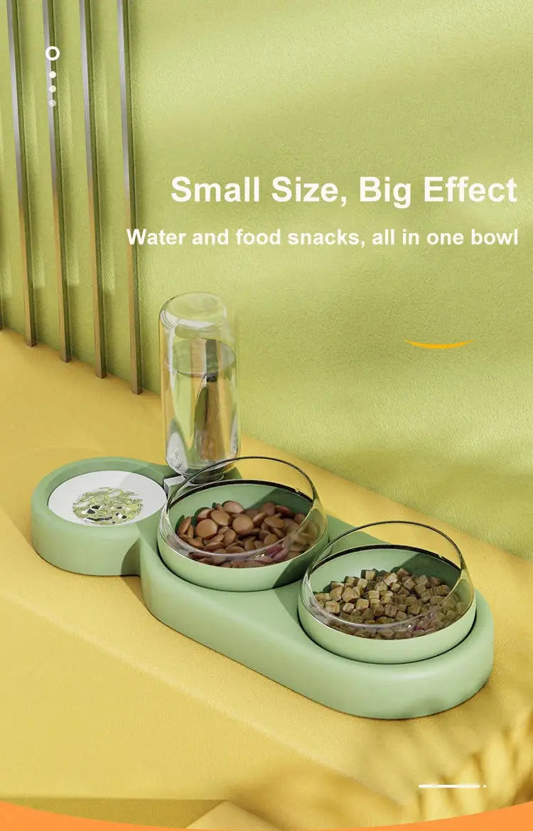 Cat Bowl Pet Feeder Anti-Tip Double Bowl with Drinking Fountain My Store