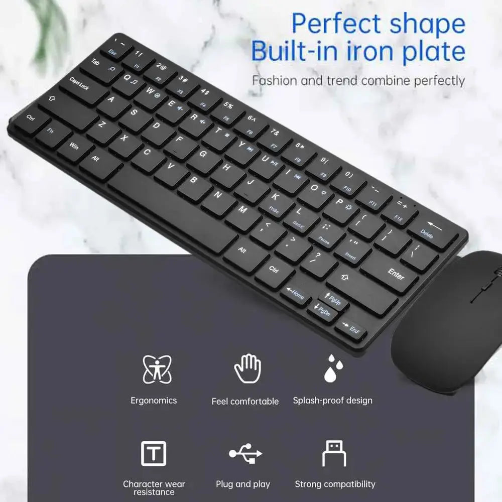 2.4G Wireless Keyboard and Mouse Combo - Black Rondaful