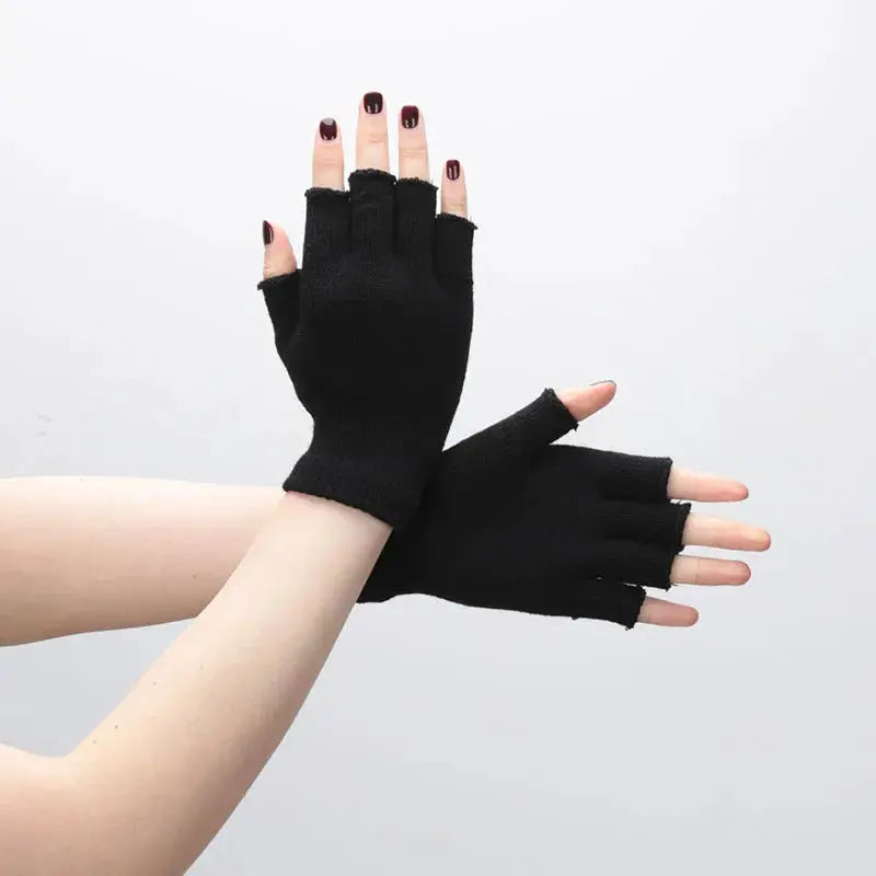 Short Half Finger Fingerless Knit Wrist Gloves My Store