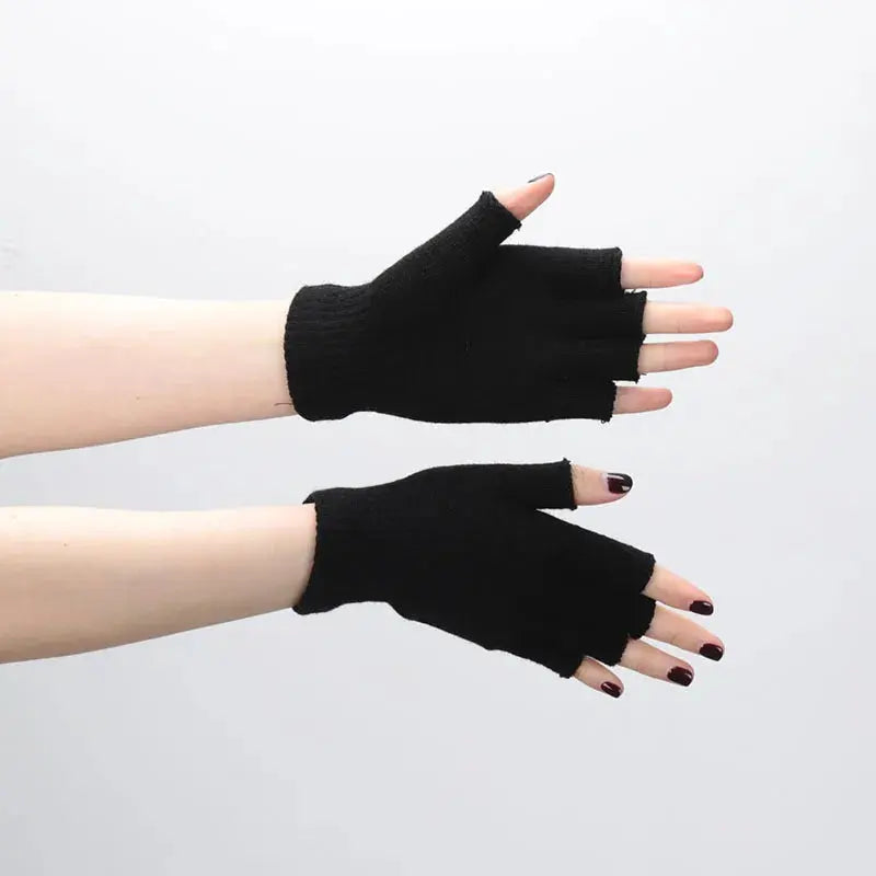 Short Half Finger Fingerless Knit Wrist Gloves My Store