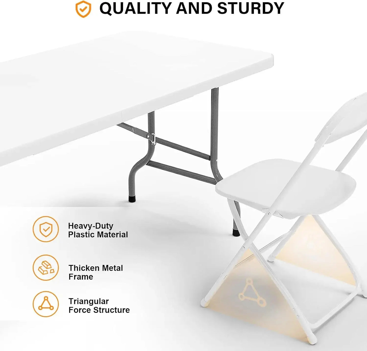 VINGLI 6 FT Plastic Folding Table Set Includes a 6-foot table and 6 while folding Chairs My Store