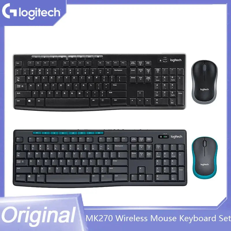 Logitech Mk270 1000dpi Optoelectronic Wireless Keyboard Mouse Combos Set & Mk275 Desktop Keyboard And Mouse Set For Home Office Logitech