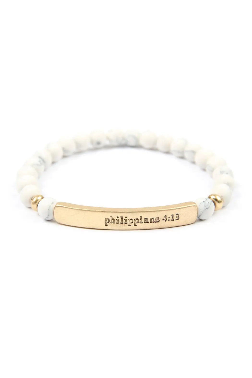 "Philippians 4:13" Natural Stone Stretch Bracelet Riah Fashion