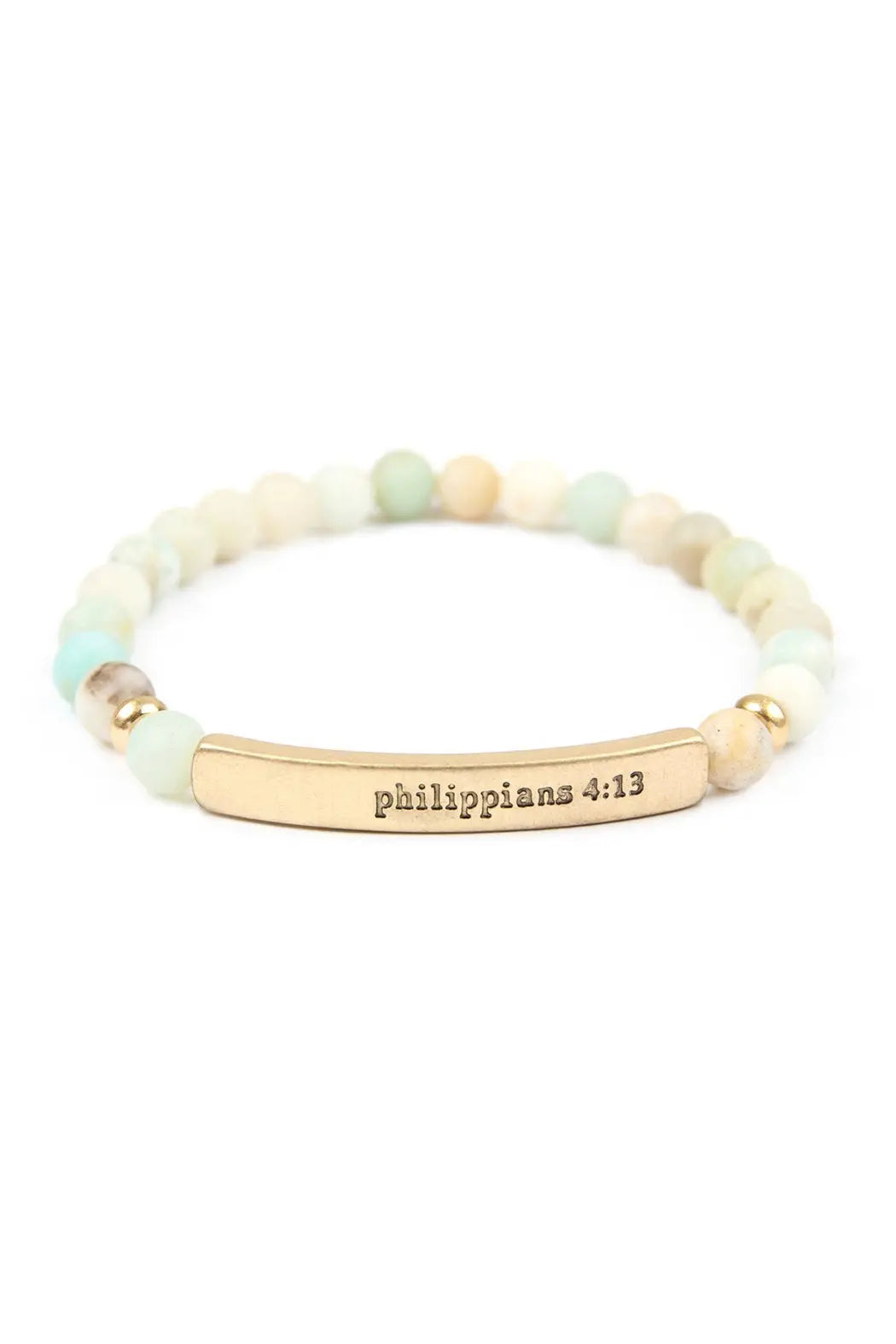 "Philippians 4:13" Natural Stone Stretch Bracelet Riah Fashion