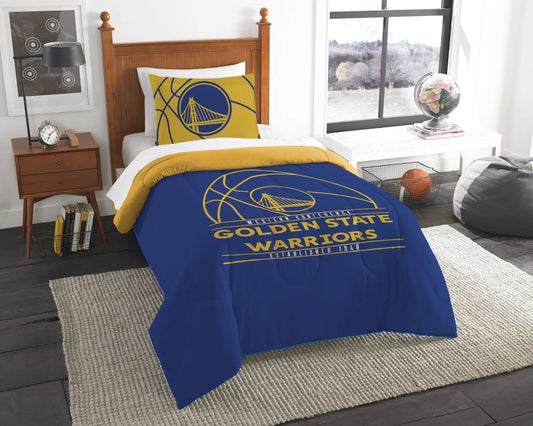 Warriors OFFICIAL NBA "Reverse Slam" Twin Comforter & Sham Set; 64" x 86" Doba