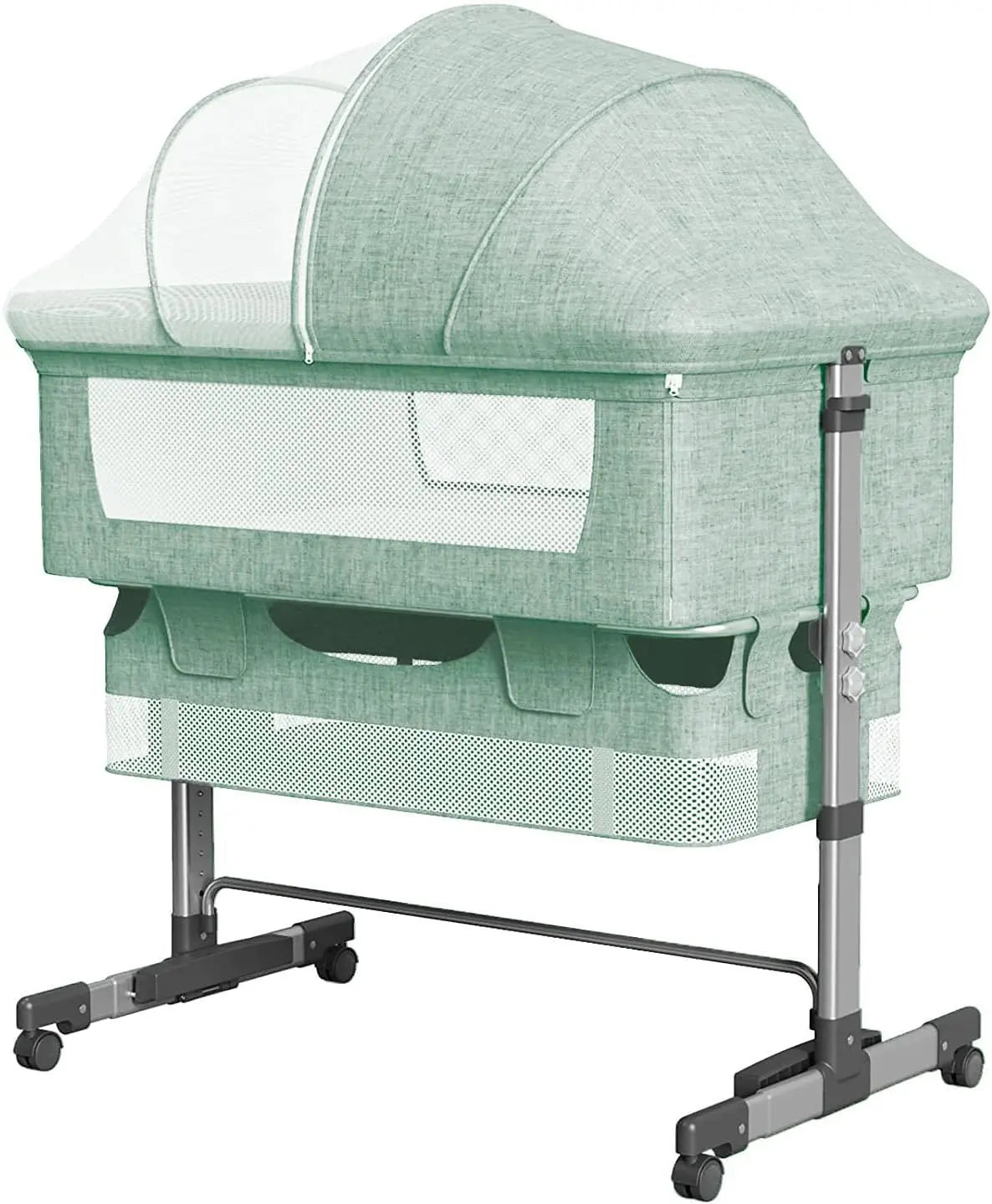 Baby 3 in 1 Bedside Crib & Portable Bed with Mosquito Nets - Green KH