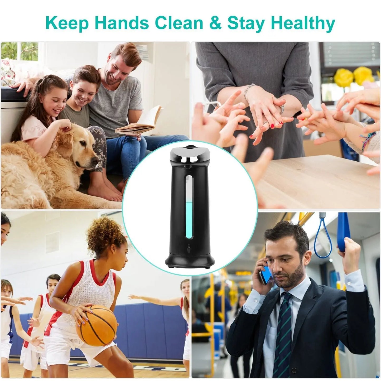 Automatic Soap Dispenser 16.9OZ Anti-slip Sensor Refillable Hand Gel Desktop Dispenser 2 Drop Volume Adjustment Doba