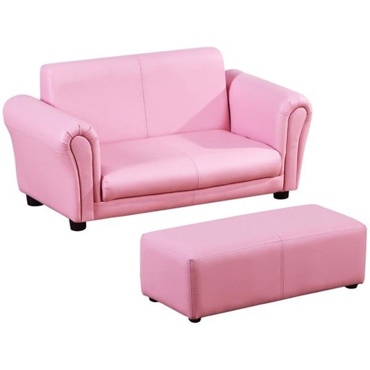 Kids Sofa Set with Footstool-Pink Doba