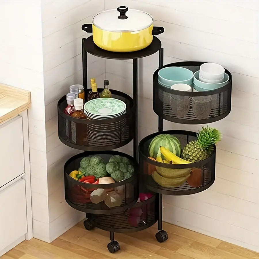 1pc Rotatable Multi-Layer Round Storage Rack Leo home