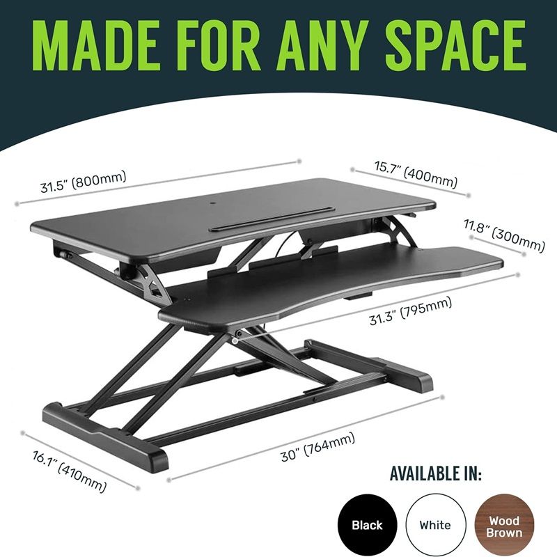 32 Inch Desk Converter, Height Adjustable Sit to Stand Riser, Dual Monitor and Laptop Workstation with Wide Keyboard Tray Doba