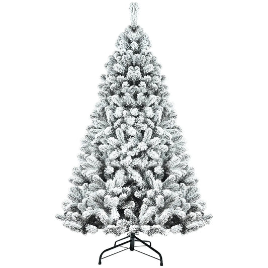 7.5ft PVC Flocking Hinged Christmas Tree - White - Gee-Commerce, LLC