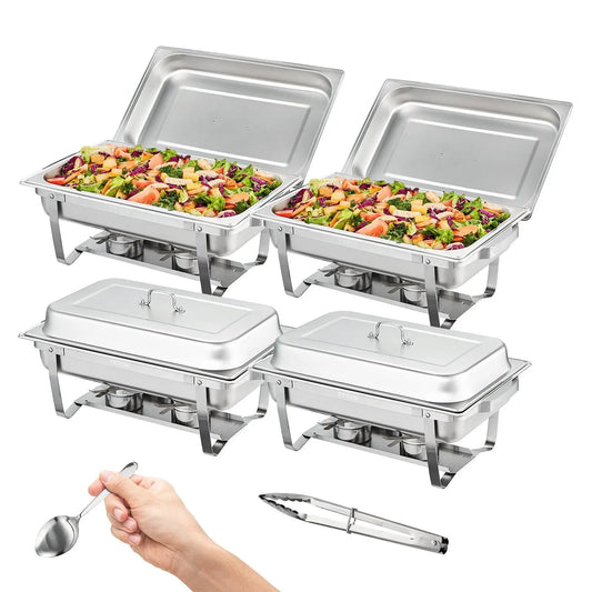 VEVOR 4-Pack Rectangle Chafing Dish Set with Full-Size 8Qt Pan Frame Fuel Holder VEVOR