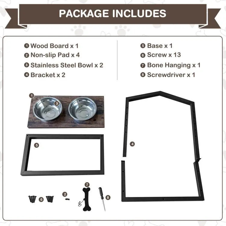 5 Heights Elevated Pet Feeder with 2 Detachable Stainless Steel Bowl Summit Supplies