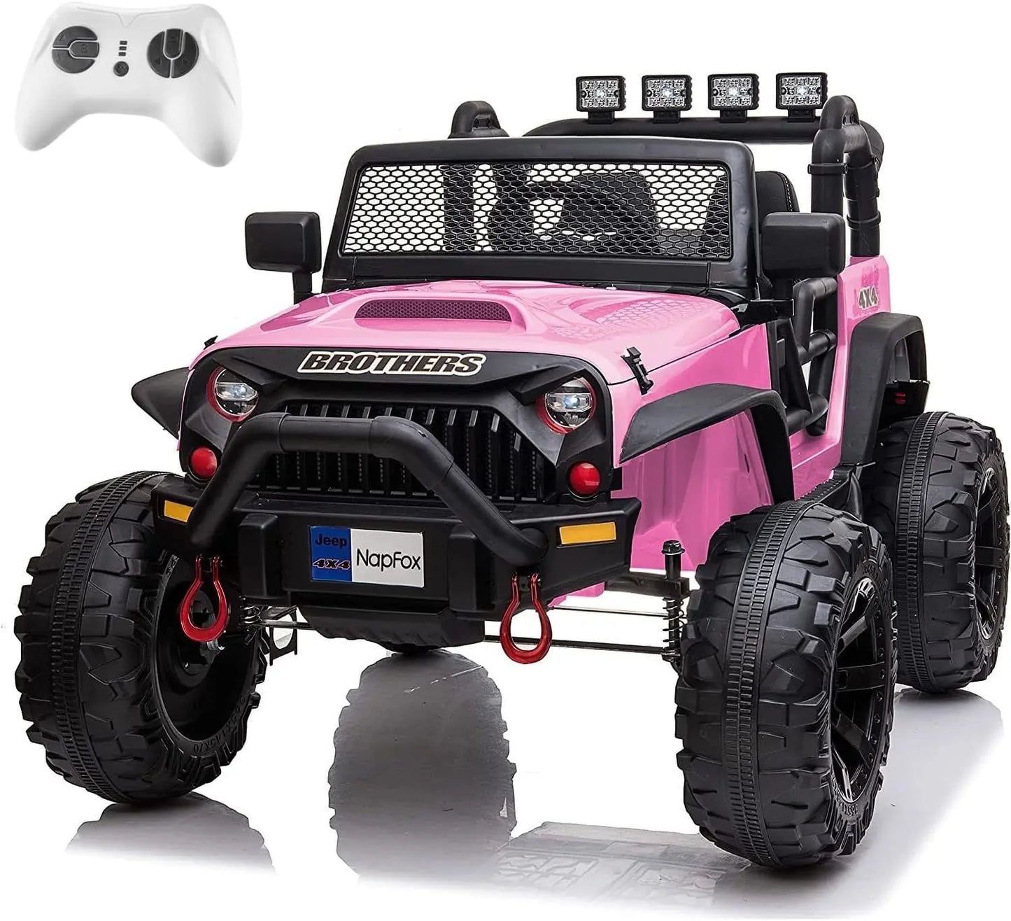 Pink 48.4" Large Ride On Car for Kids, Battery Powered Electric Car with 2 Seats, Remote Control, 14" Large Suspension Wheels, LED Lights, Music, Bluetooth for Boys & Girls FX070