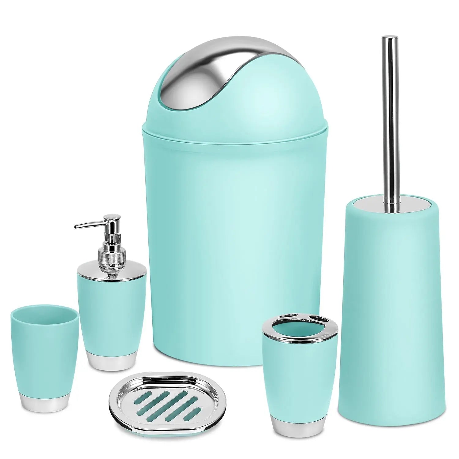 Bathroom Accessories Set 6 Pcs Bathroom Ensemble Complete with Soap Dispenser & Toothbrush Holder Eggracks by Global Phoenix