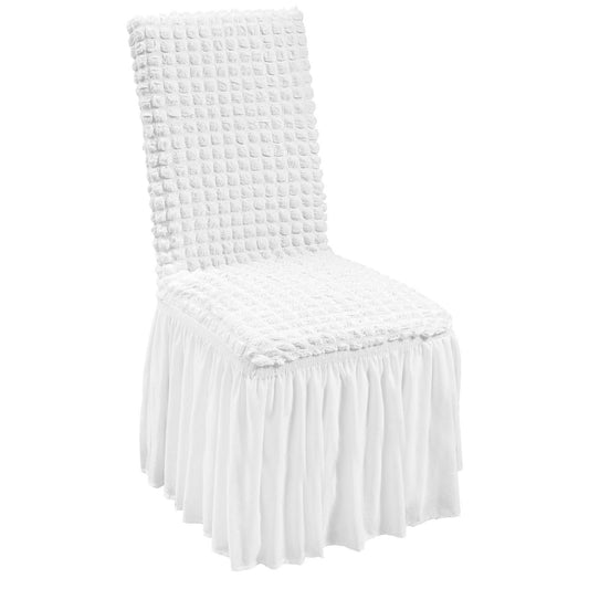 VEVOR Stretch Spandex Folding Chair Covers, Universal Fitted Chair Cover with Skirt, Removable Washable Protective Slipcovers, for Wedding, Holiday, Banquet, Party, Celebration, Dining (4 PCS White) Doba