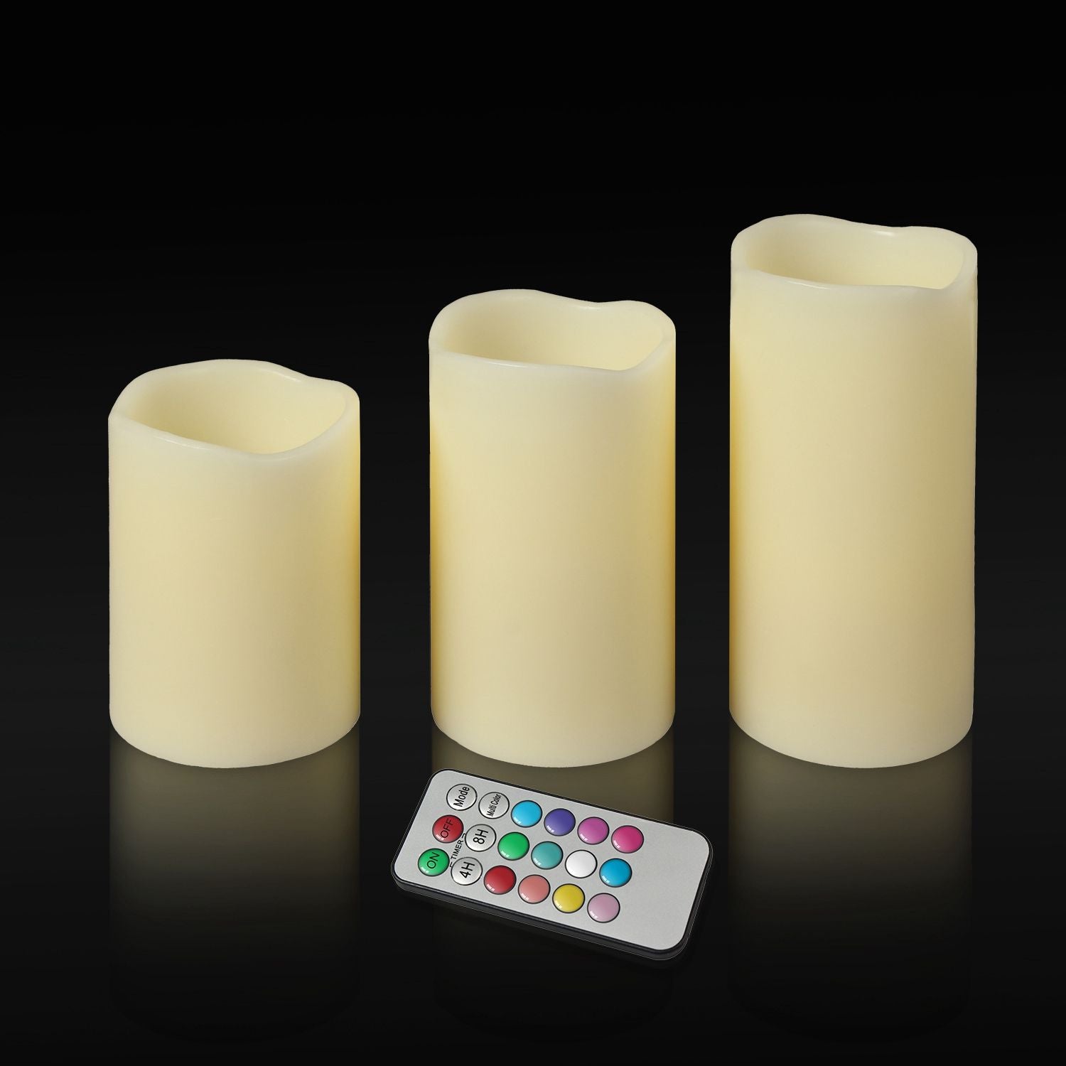 3Pcs Flameless Votive Candles - Wireless Battery Operated LED Flickering w/ Remote Control Timer Doba