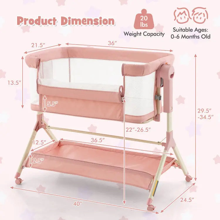 Height Adjustable Bedside Sleeper with Storage Bag and Soft Mattress for Baby Hooya Imp. & Exp.