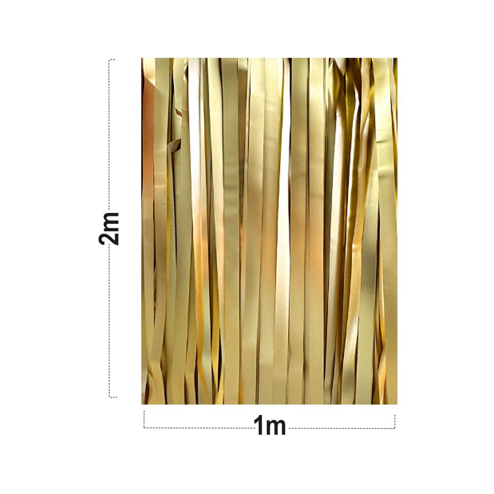 12 Pack Champagne Gold Tinsel Foil Fringe Curtain Backdrop Doba