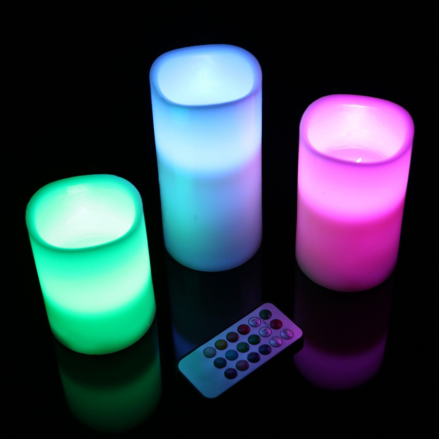 3Pcs Flameless Votive Candles - Wireless Battery Operated LED Flickering w/ Remote Control Timer Doba