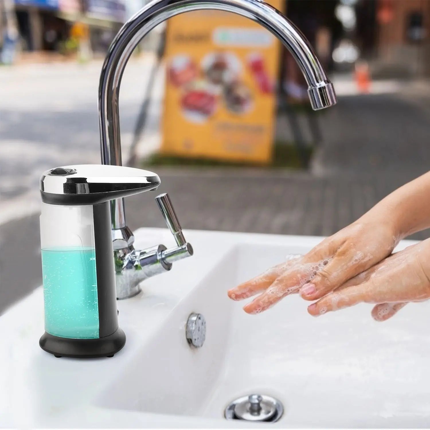 Automatic Soap Dispenser 16.9OZ Anti-slip Sensor Refillable Hand Gel Desktop Dispenser 2 Drop Volume Adjustment Doba