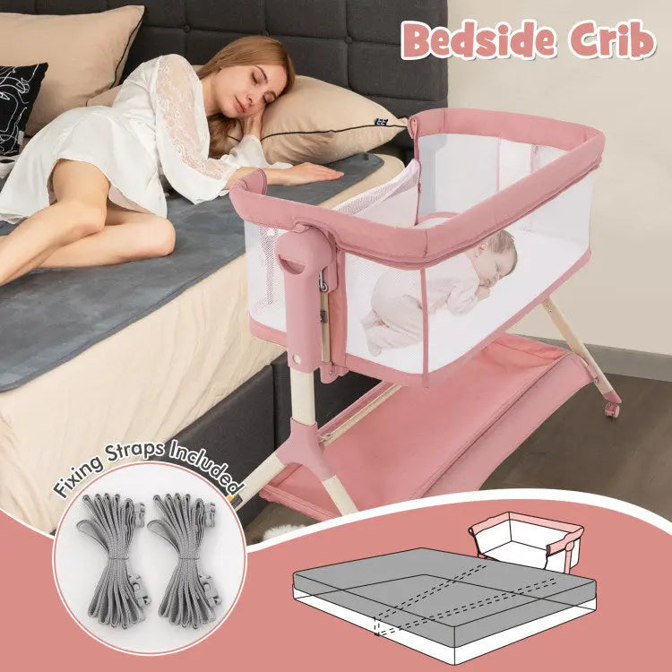 Height Adjustable Bedside Sleeper with Storage Bag and Soft Mattress for Baby Hooya Imp. & Exp.