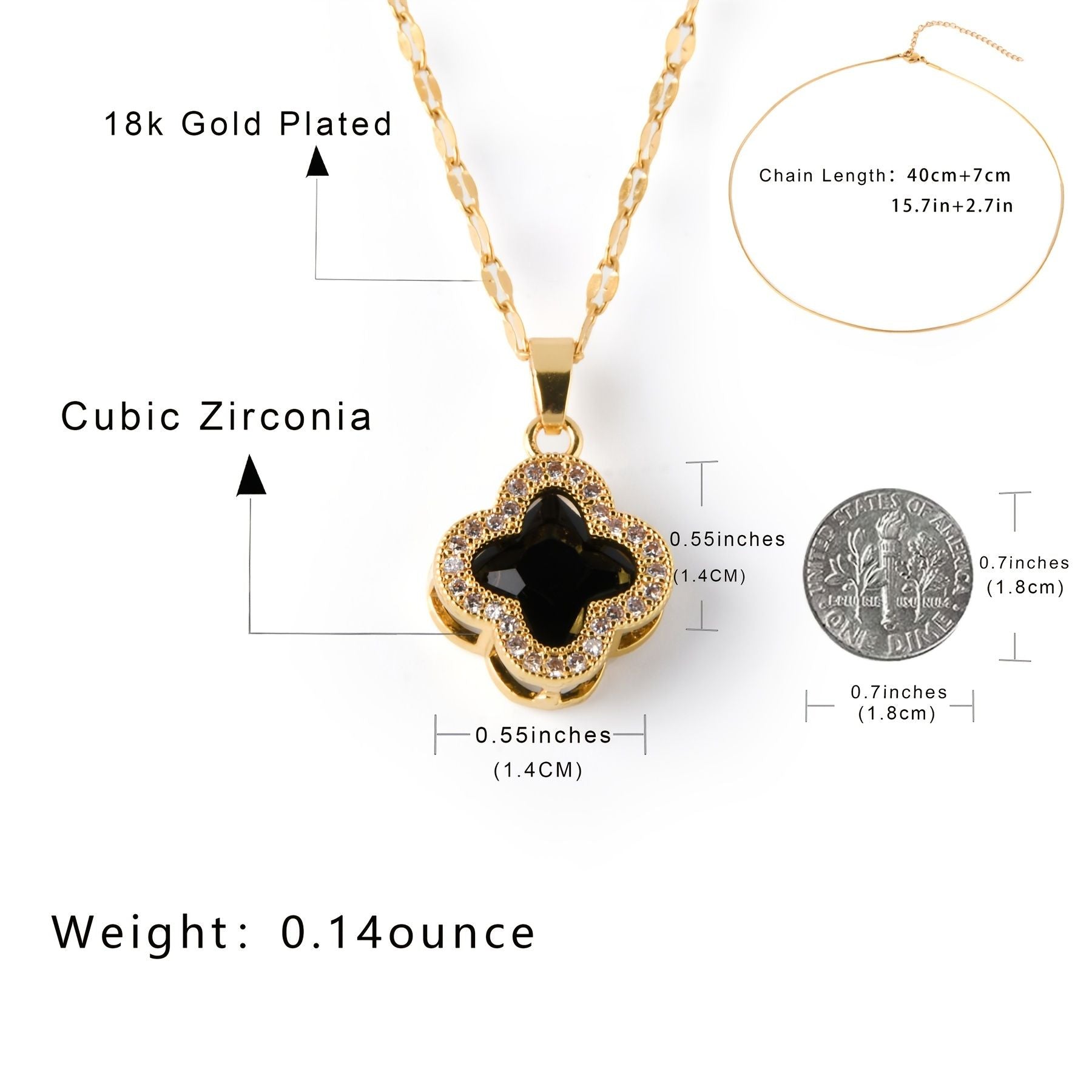 Simple Flower Shape Pendant Necklace Inlaid Shiny Zircon 18K Gold Plated Cute Trendy Simple Titanium Steel Mother's Day / Valentine's Day Gift - Gee-Commerce, LLC