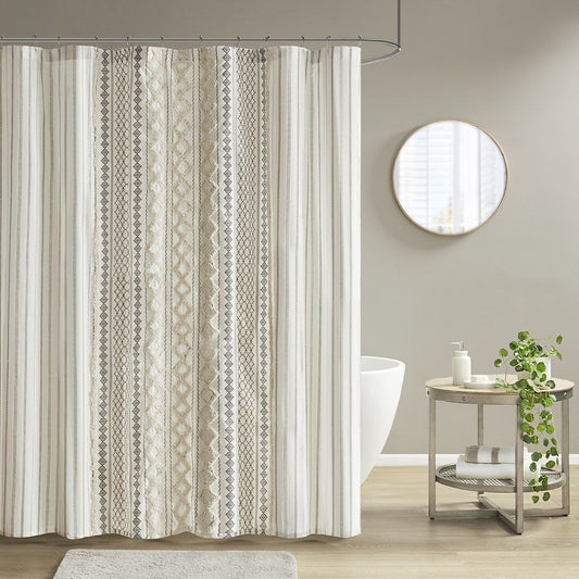 Cotton Printed Shower Curtain with Chenille Doba