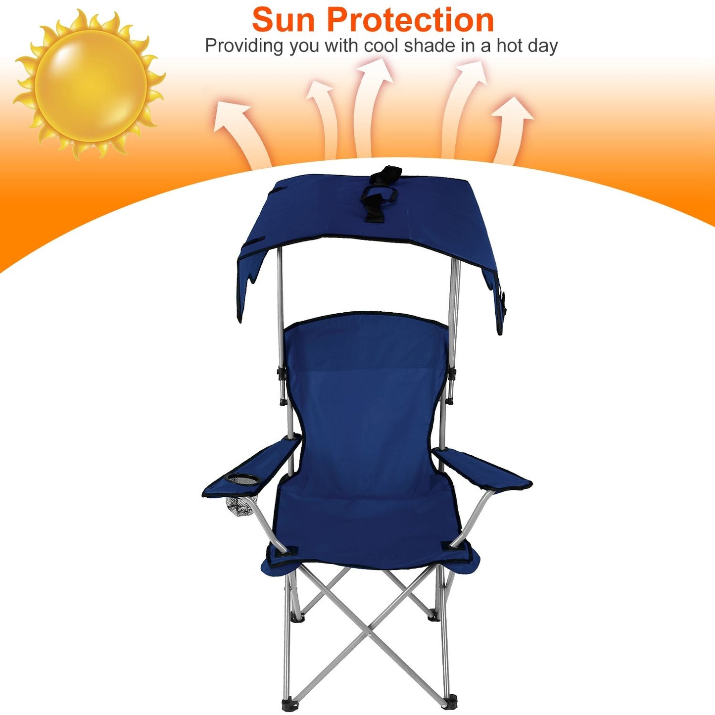 Foldable Beach Canopy Chair Sun Protection Camping Lawn Canopy Chair 330LBS Load Folding Seat