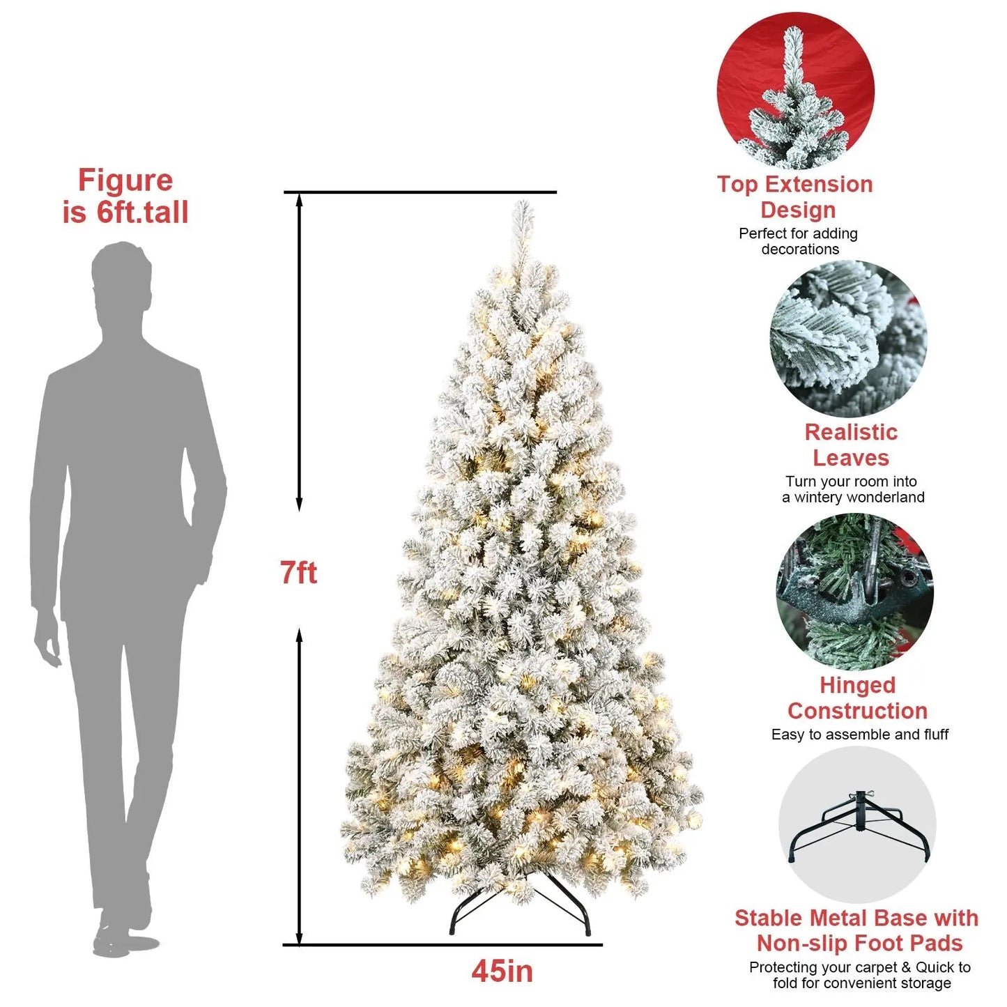 6ft Pre-lit Flocked Artificial Christmas Tree - Gee-Commerce, LLC