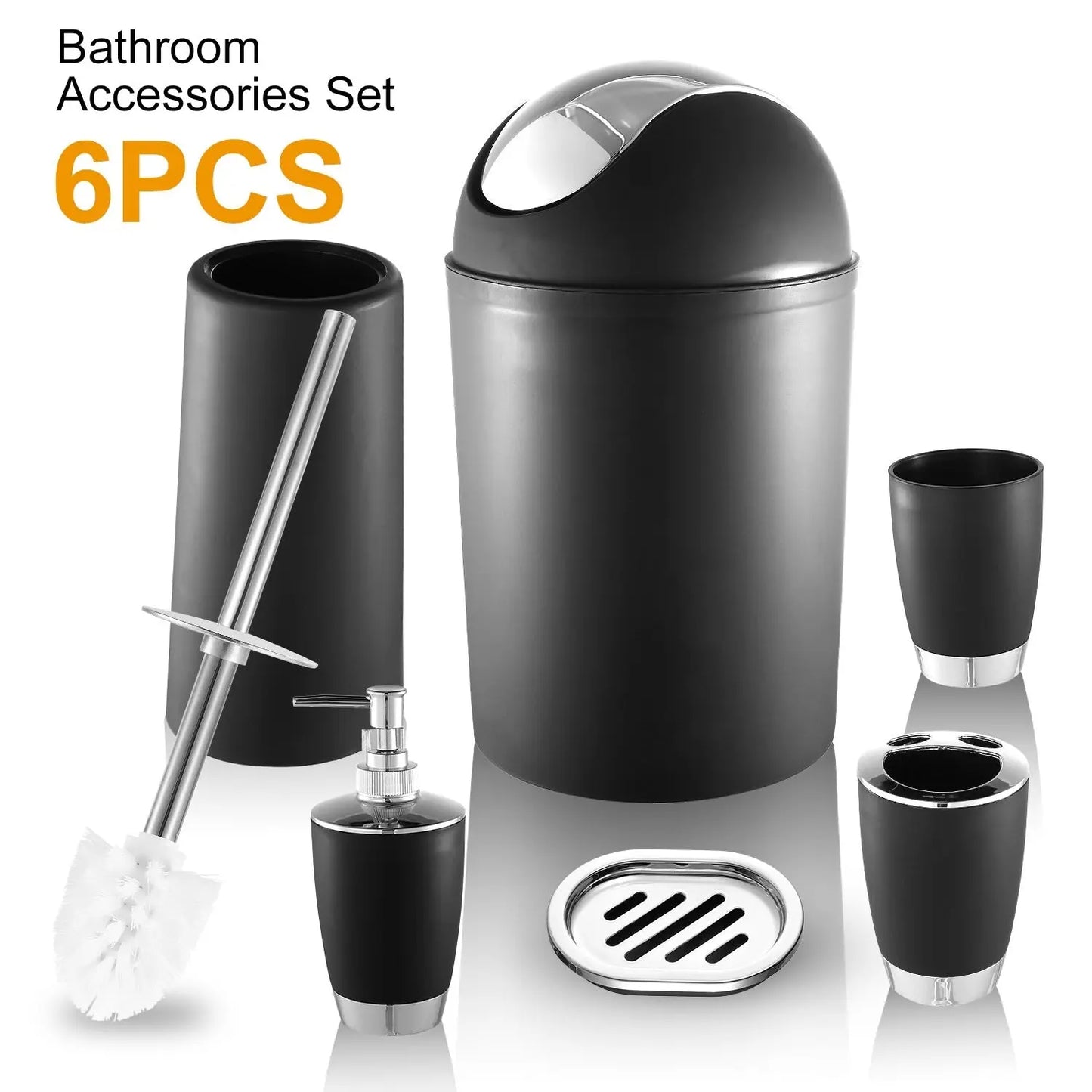 Bathroom Accessories Set 6 Pcs Bathroom Ensemble Complete with Soap Dispenser & Toothbrush Holder Eggracks by Global Phoenix