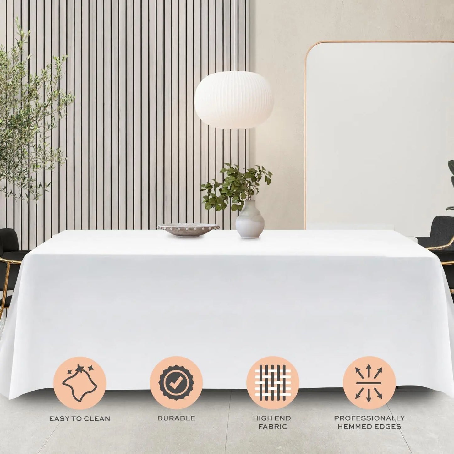 2 Pack Classic White Tablecloth 90x156 inch for 8 Foot Rectangle Tables White Classic