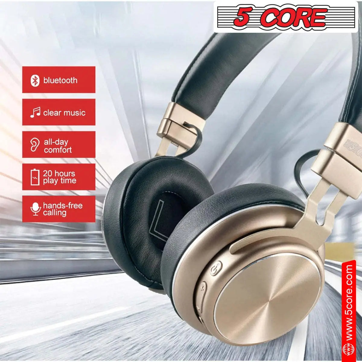 5 Core Bluetooth Headphones Over Ear Noise Cancelling Headset 5 Core