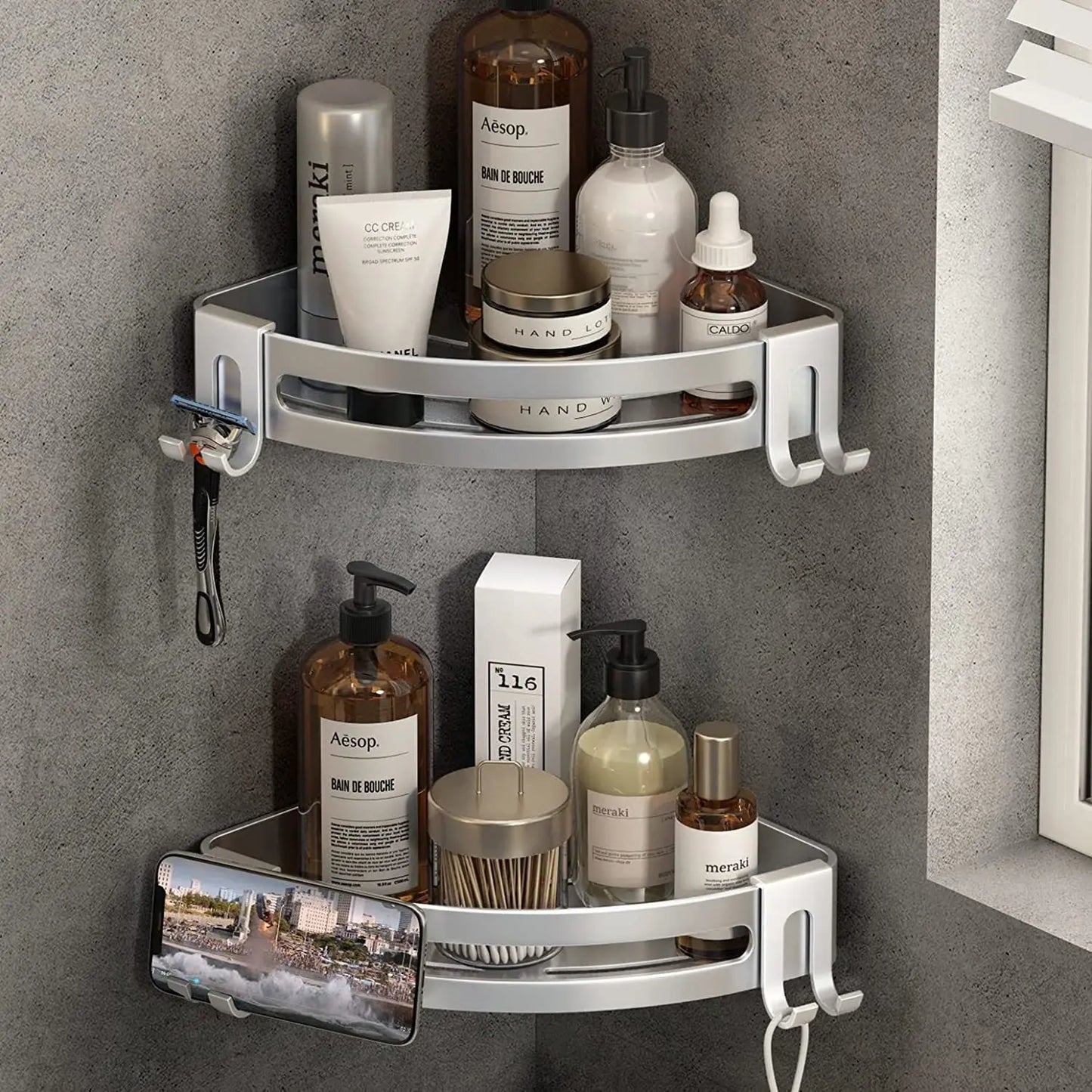 2 Pack Shower Corner Caddy/No Drill Organizer Johns Home