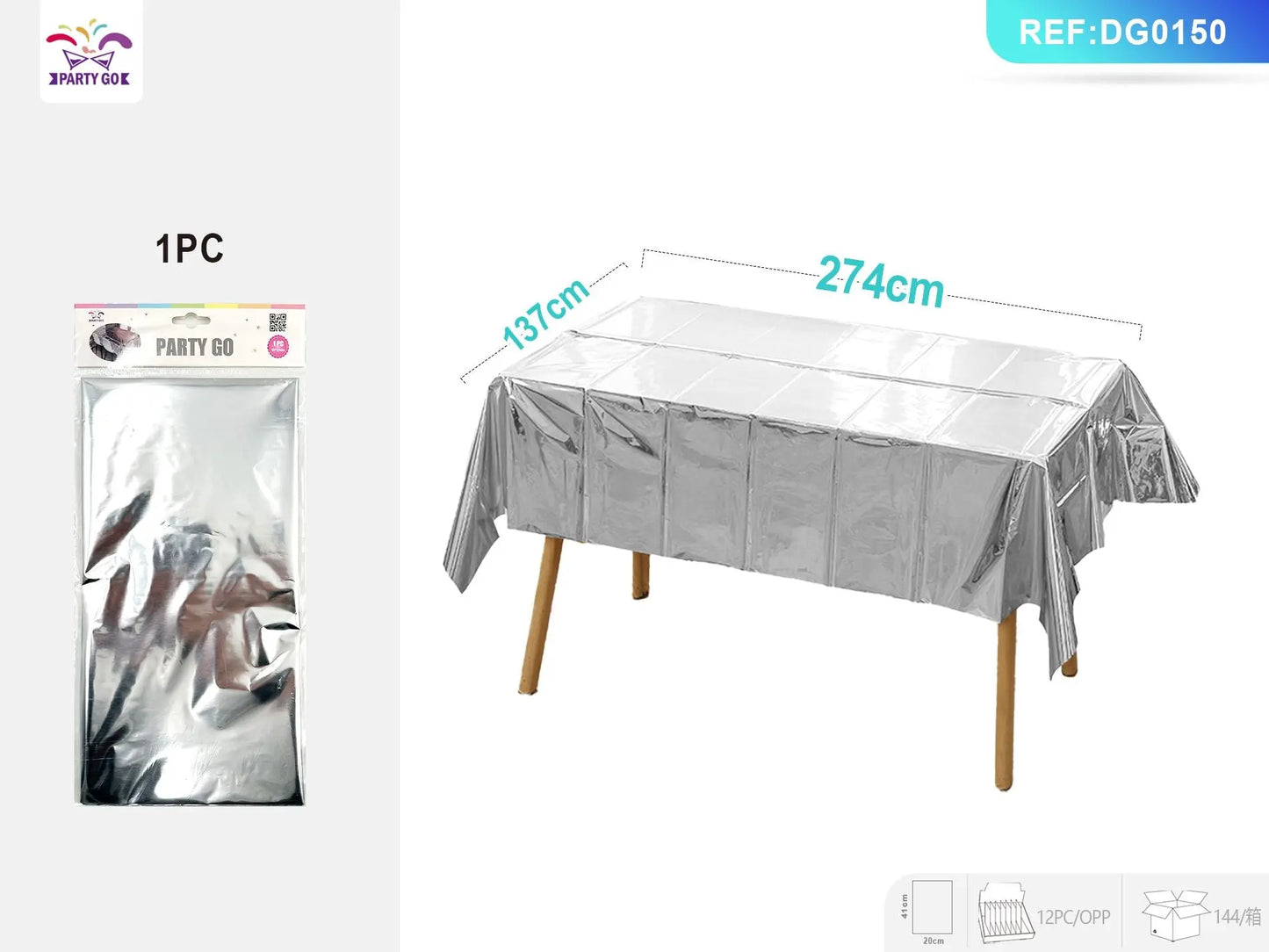 12 Pack Tablecloth Plastic - Rectangle Doba