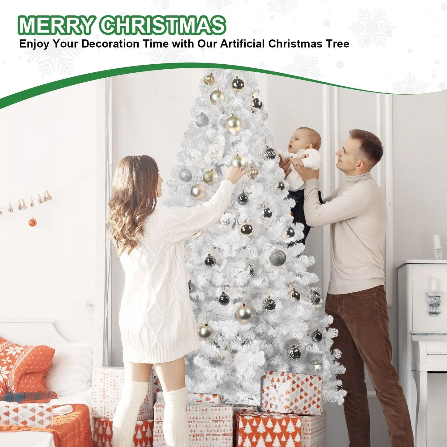 8ft White Christmas Tree - Gee-Commerce, LLC