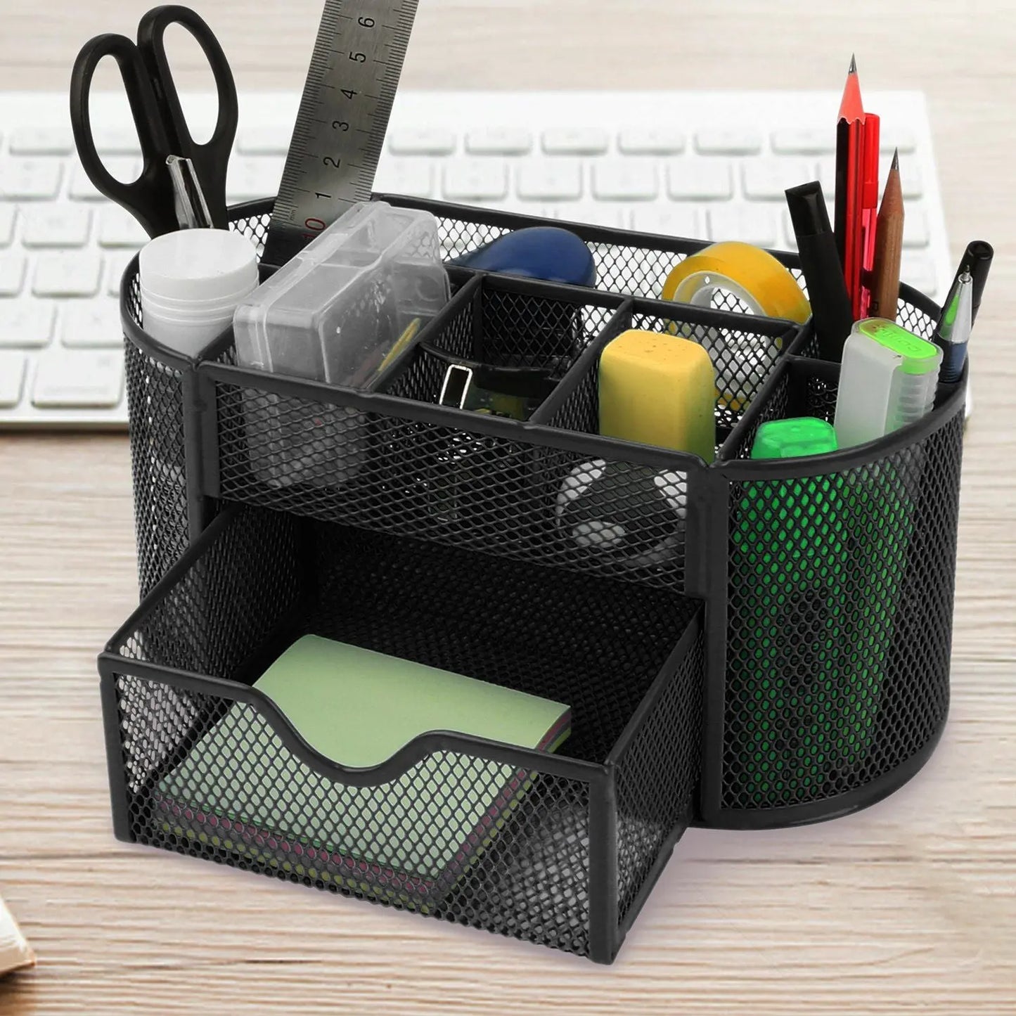 Metal Mesh Pencil Holders Desk Organizer with 9 Compartment - Gee-Commerce, LLC